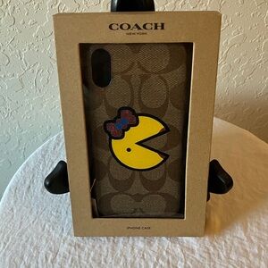 Coach: Signature Brown iPhone X/XS Case- Ms Pac-Man Design- wear on corners- IOB